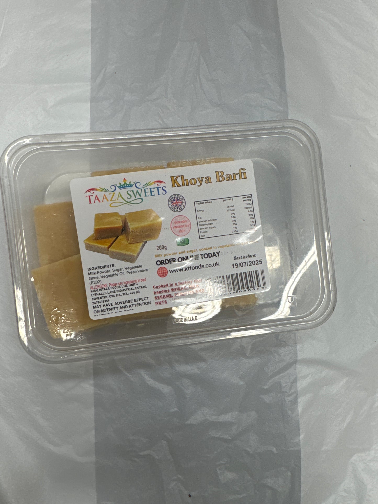 Taaza Sweets Khoya Barfi