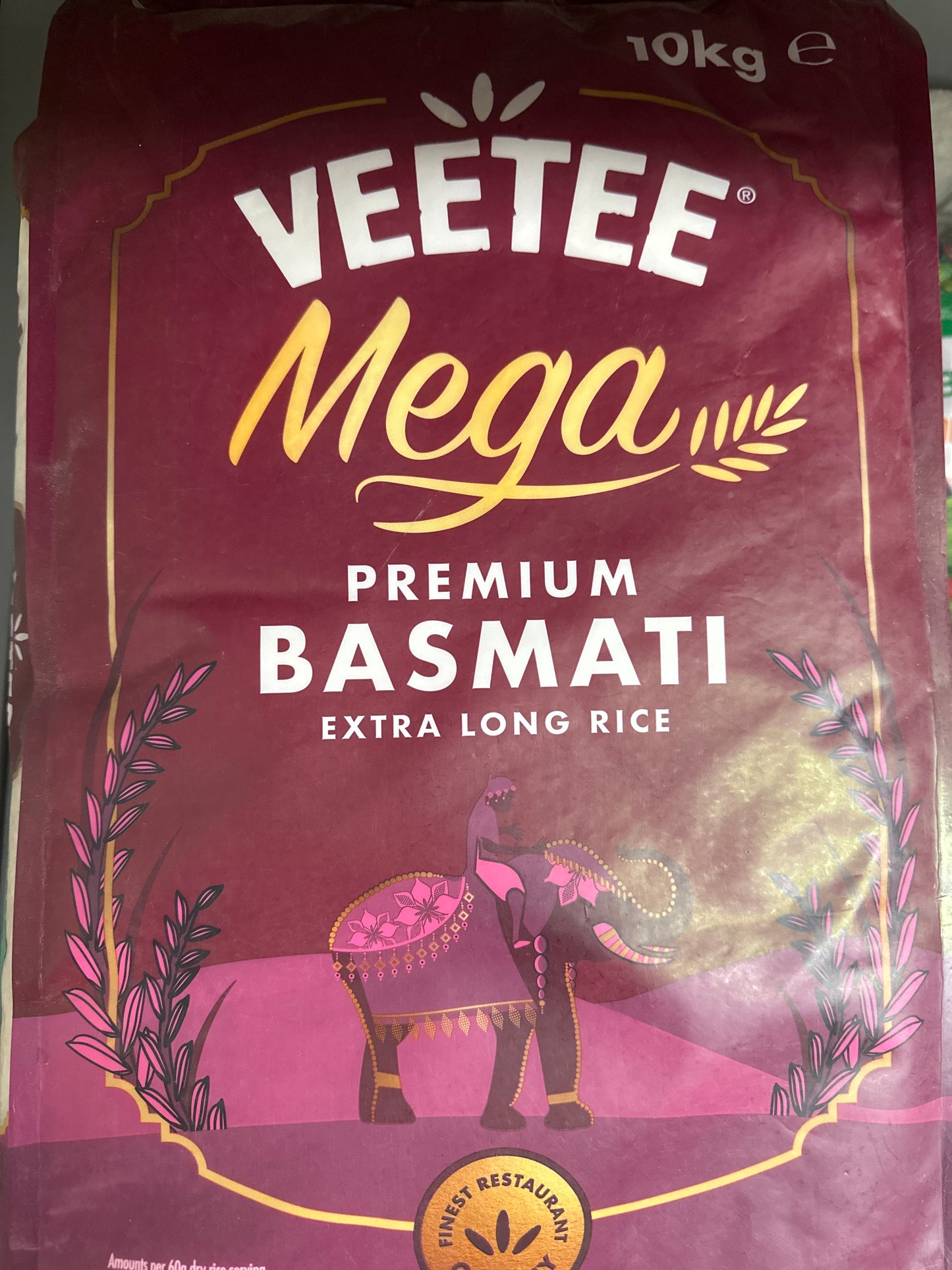 Veetee extra long basmati rice 10 kg