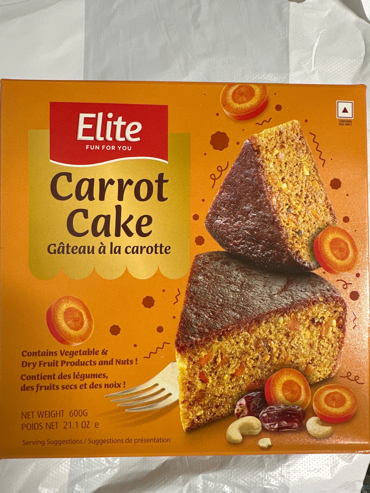 Elite carrot cake 600gm